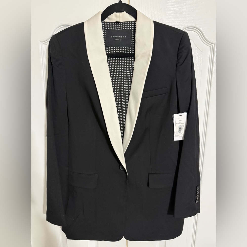 Equipment Black Blazer with Cream Lapel